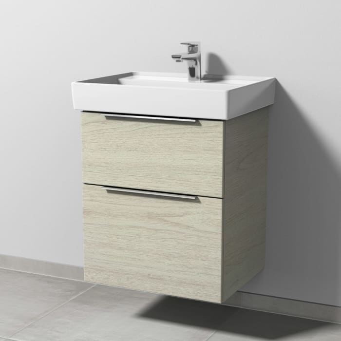 Sanipa 3way Waschtischunterbau für Keramik-Waschtisch Collaro 55 cm, 2 Auszüge mit Aufsatzgriff