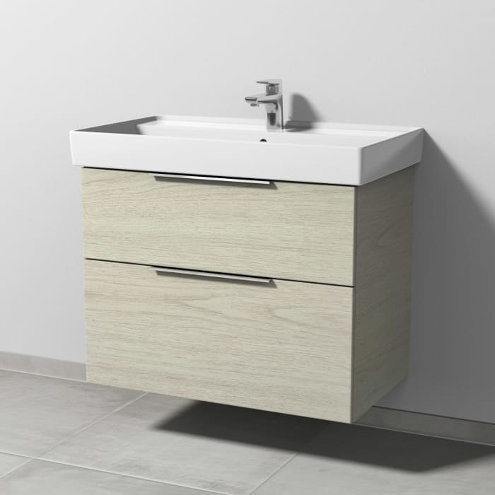 Sanipa 3way Waschtischunterbau für Keramik-Waschtisch Collaro 80 cm, 2 Auszüge mit Aufsatzgriff