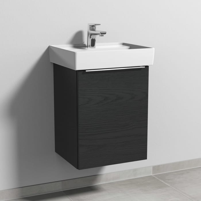 Sanipa 3way Waschtischunterbau für Keramik-Waschtisch Collaro 45 cm, 1 Tür, Anschlag rechts, mit Aufsatzgriff