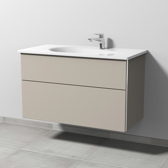 Sanipa 3way Waschtischunterbau für Keramik-Waschtisch Antao 95,5 cm, 2 Auszüge mit Griffleisten