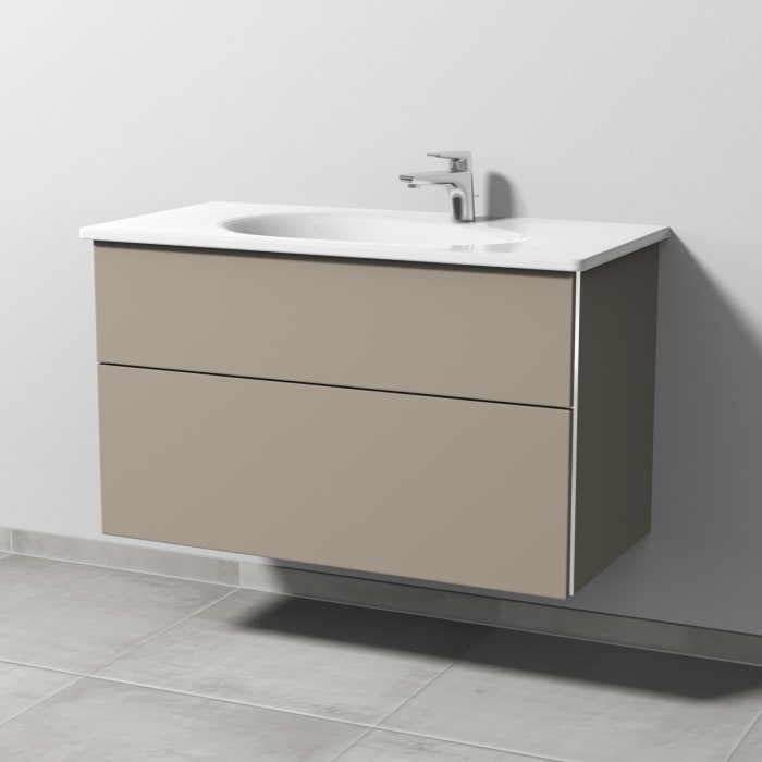 Sanipa 3way Waschtischunterbau für Keramik-Waschtisch Antao 95,5 cm, 2 Auszüge mit Griffleisten