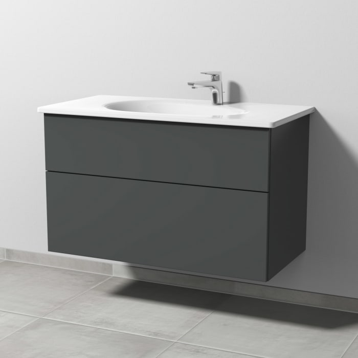 Sanipa 3way Waschtischunterbau für Keramik-Waschtisch Antao 95,5 cm, 2 Auszüge mit Push to open