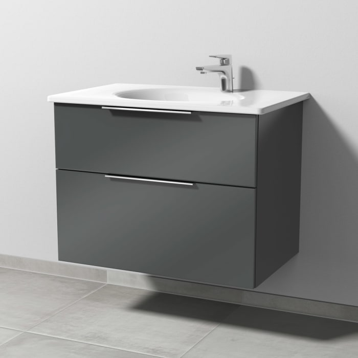 Sanipa 3way Waschtischunterbau für Keramik-Waschtisch Antao 75,5 cm, 2 Auszüge mit Aufsatzgriffen