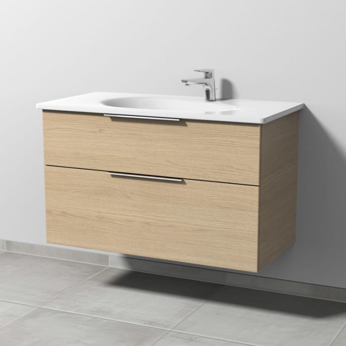 Sanipa 3way Waschtischunterbau für Keramik-Waschtisch Antao 95,5 cm, 2 Auszüge mit Aufsatzgriffen