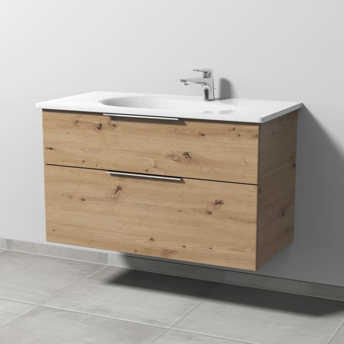 Sanipa 3way Waschtischunterbau für Keramik-Waschtisch Antao 95,5 cm, 2 Auszüge mit Aufsatzgriffen