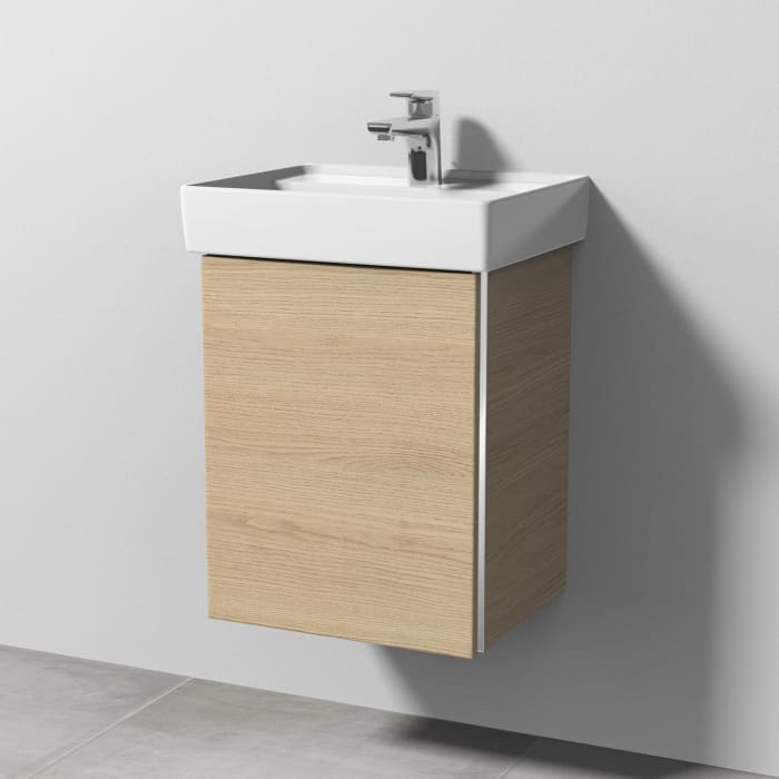Sanipa 3way Waschtischunterbau für Keramik-Waschtisch Collaro 45 cm, 1 Tür, Anschlag links, mit Griffleiste