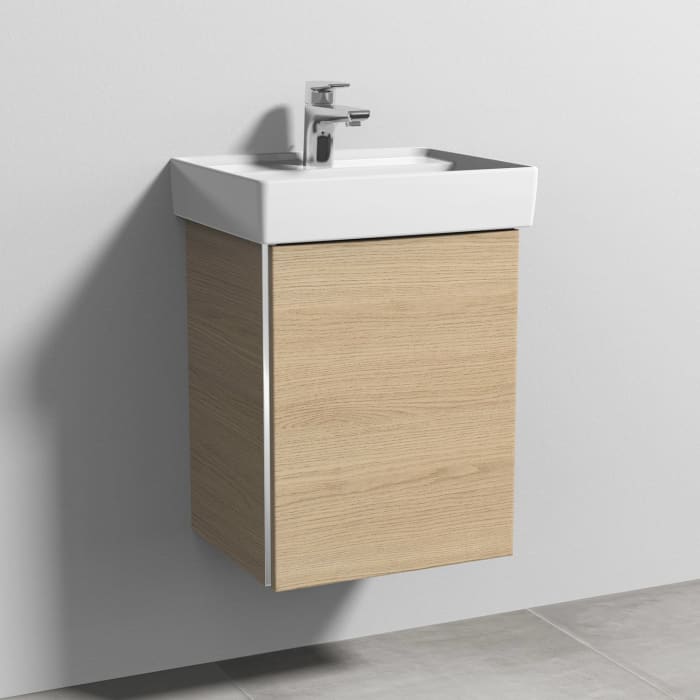 Sanipa 3way Waschtischunterbau für Keramik-Waschtisch Collaro 45 cm, 1 Tür, Anschlag rechts, mit Griffleiste