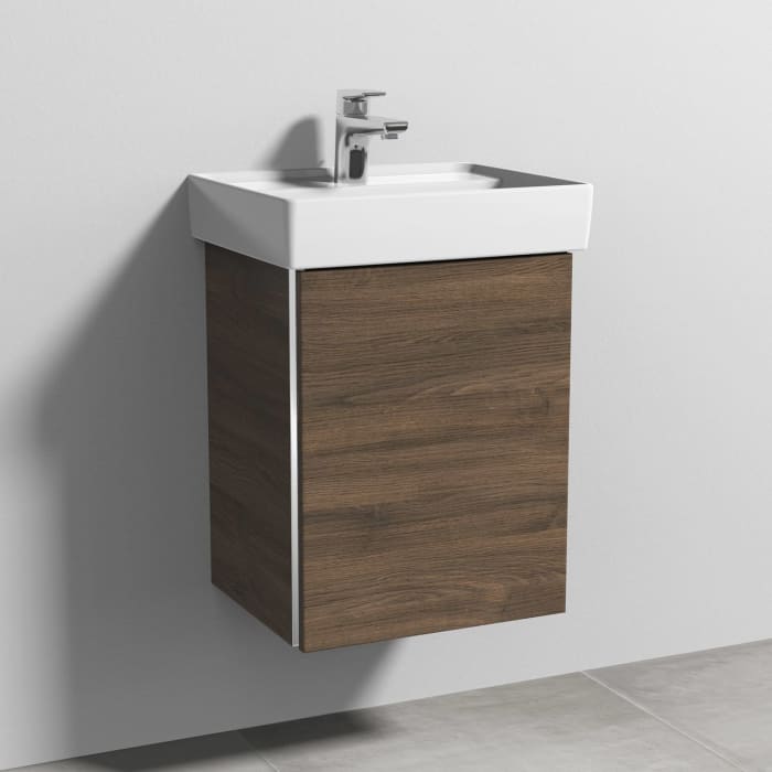 Sanipa 3way Waschtischunterbau für Keramik-Waschtisch Collaro 45 cm, 1 Tür, Anschlag rechts, mit Griffleiste