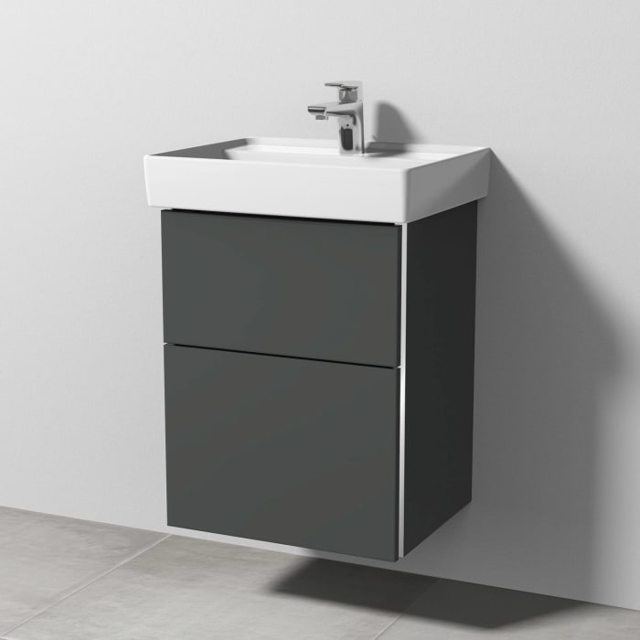 Sanipa 3way Waschtischunterbau für Keramik-Waschtisch Collaro 50 cm, 2 Auszüge mit Griffleisten