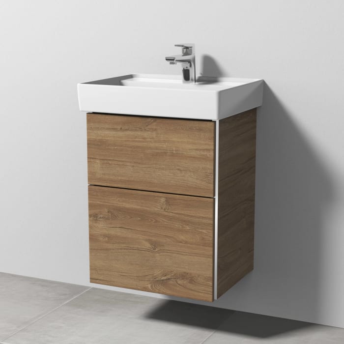 Sanipa 3way Waschtischunterbau für Keramik-Waschtisch Collaro 50 cm, 2 Auszüge mit Griffleisten