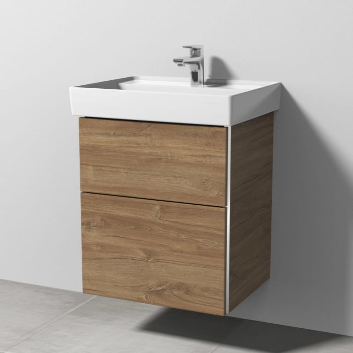 Sanipa 3way Waschtischunterbau für Keramik-Waschtisch Collaro 55 cm, 2 Auszüge mit Griffleisten