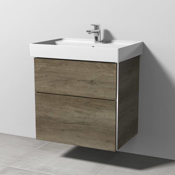 Sanipa 3way Waschtischunterbau für Keramik-Waschtisch Collaro 65 cm, 2 Auszüge mit Griffleisten