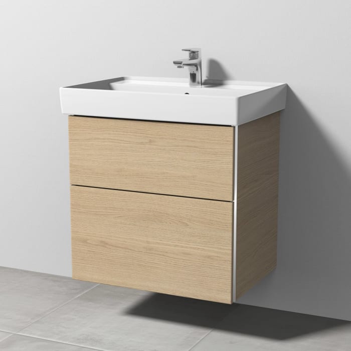 Sanipa 3way Waschtischunterbau für Keramik-Waschtisch Collaro 65 cm, 2 Auszüge mit Griffleisten