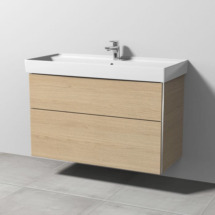 Sanipa 3way Waschtischunterbau für Keramik-Waschtisch Collaro 100 cm, 2 Auszüge mit Griffleisten