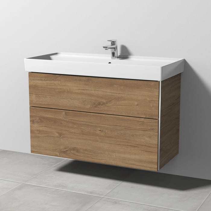 Sanipa 3way Waschtischunterbau für Keramik-Waschtisch Collaro 100 cm, 2 Auszüge mit Griffleisten