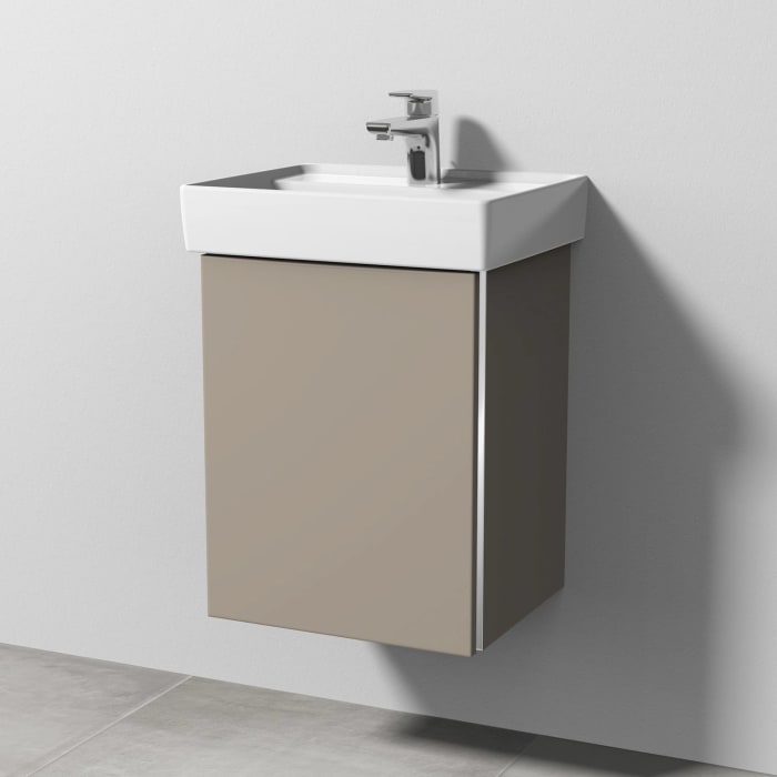 Sanipa 3way Waschtischunterbau für Keramik-Waschtisch Collaro 45 cm, 1 Tür, Anschlag links, mit Griffleiste