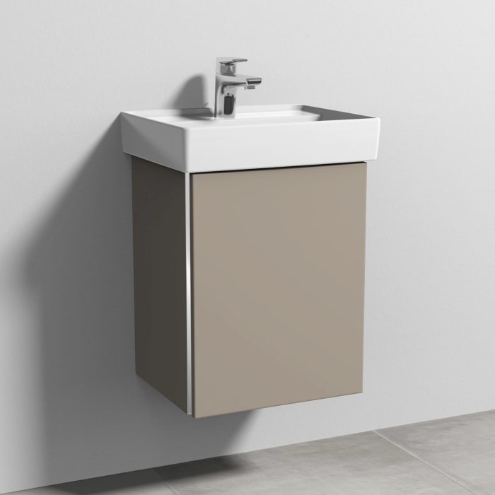 Sanipa 3way Waschtischunterbau für Keramik-Waschtisch Collaro 45 cm, 1 Tür, Anschlag rechts, mit Griffleiste