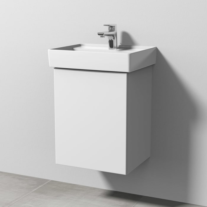 Sanipa 3way Waschtischunterbau für Keramik-Waschtisch Collaro 45 cm, 1 Tür, Anschlag links, mit Push to open