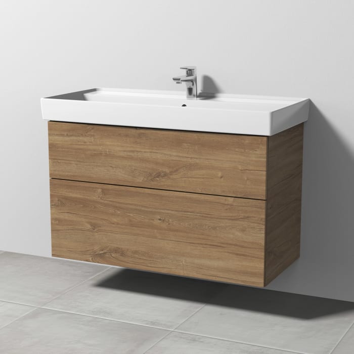 Sanipa 3way Waschtischunterbau für Keramik-Waschtisch Collaro 100 cm, 2 Auszüge mit Push to open