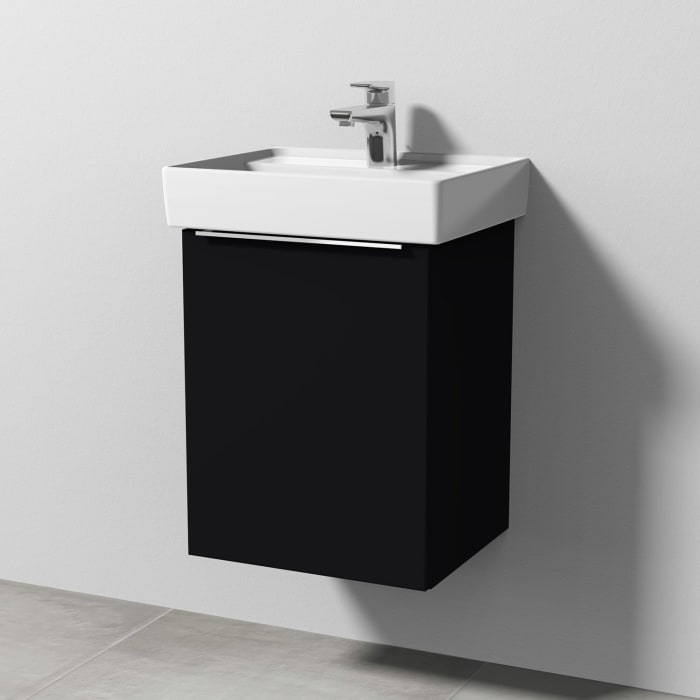 Sanipa 3way Waschtischunterbau für Keramik-Waschtisch Collaro 45 cm, 1 Tür, Anschlag links, mit Aufsatzgriff