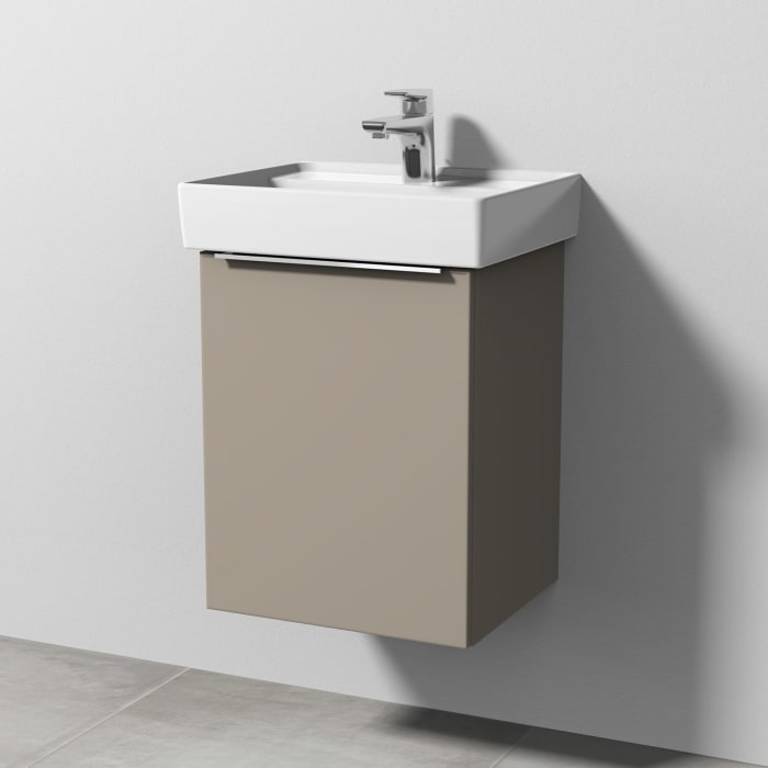 Sanipa 3way Waschtischunterbau für Keramik-Waschtisch Collaro 45 cm, 1 Tür, Anschlag links, mit Aufsatzgriff