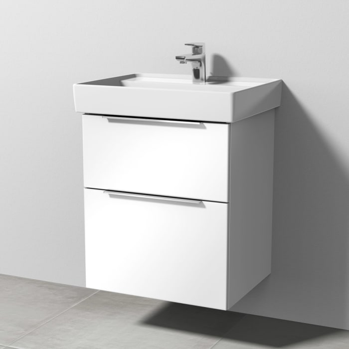 Sanipa 3way Waschtischunterbau für Keramik-Waschtisch Collaro 55 cm, 2 Auszüge mit Aufsatzgriff