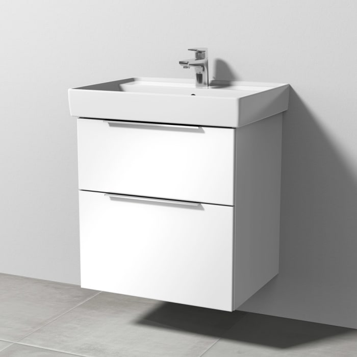 Sanipa 3way Waschtischunterbau für Keramik-Waschtisch Collaro 60 cm, 2 Auszüge mit Aufsatzgriff