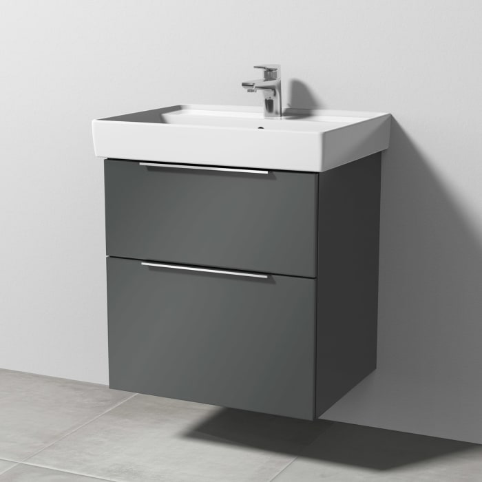 Sanipa 3way Waschtischunterbau für Keramik-Waschtisch Collaro 60 cm, 2 Auszüge mit Aufsatzgriff