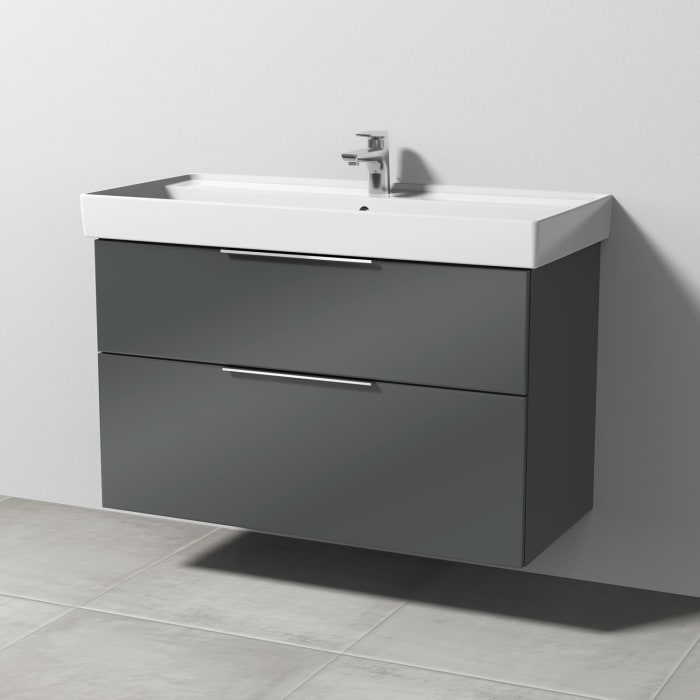 Sanipa 3way Waschtischunterbau für Keramik-Waschtisch Collaro 100 cm, 2 Auszüge mit Aufsatzgriff