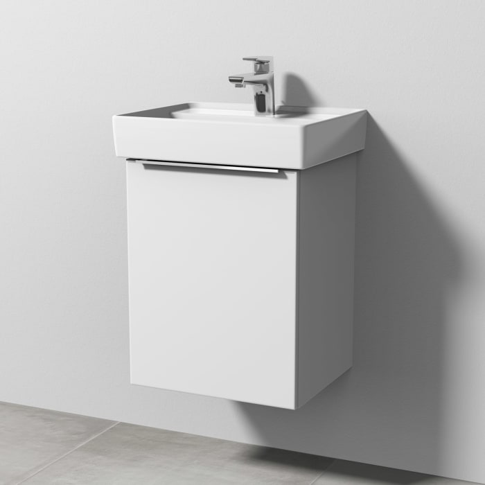 Sanipa 3way Waschtischunterbau für Keramik-Waschtisch Collaro 45 cm, 1 Tür, Anschlag links, mit Aufsatzgriff