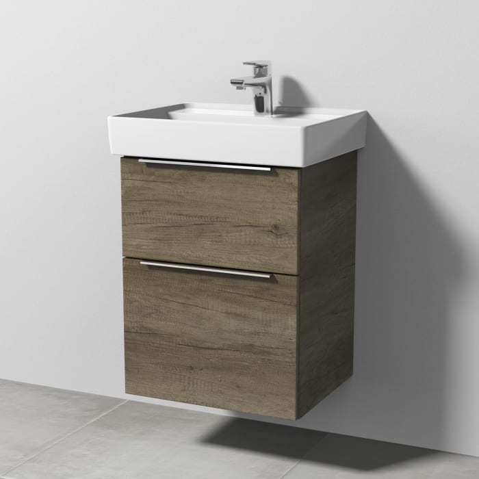 Sanipa 3way Waschtischunterbau für Keramik-Waschtisch Collaro 50 cm, 2 Auszüge mit Aufsatzgriff