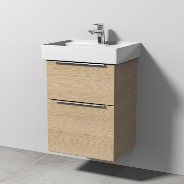 Sanipa 3way Waschtischunterbau für Keramik-Waschtisch Collaro 50 cm, 2 Auszüge mit Aufsatzgriff