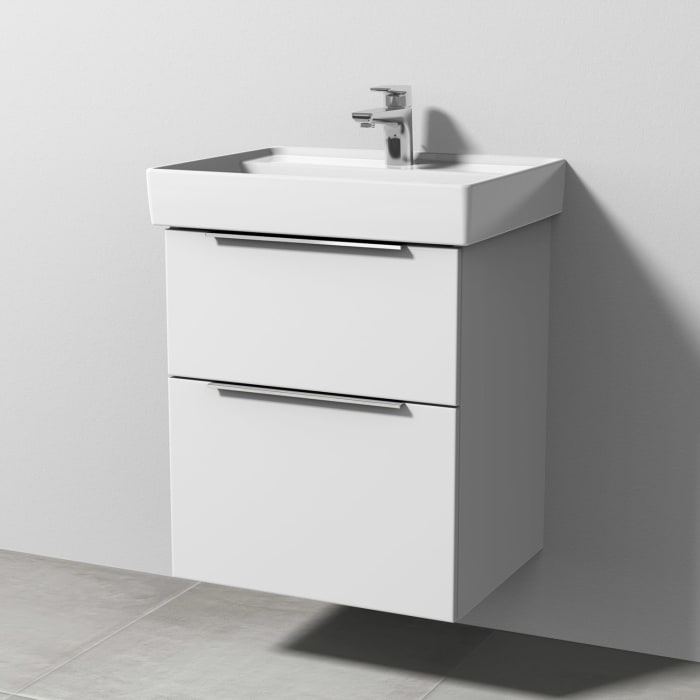 Sanipa 3way Waschtischunterbau für Keramik-Waschtisch Collaro 55 cm, 2 Auszüge mit Aufsatzgriff