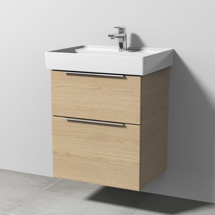 Sanipa 3way Waschtischunterbau für Keramik-Waschtisch Collaro 55 cm, 2 Auszüge mit Aufsatzgriff