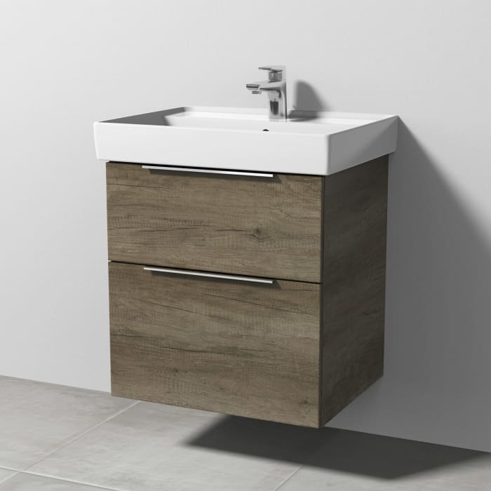 Sanipa 3way Waschtischunterbau für Keramik-Waschtisch Collaro 60 cm, 2 Auszüge mit Aufsatzgriff