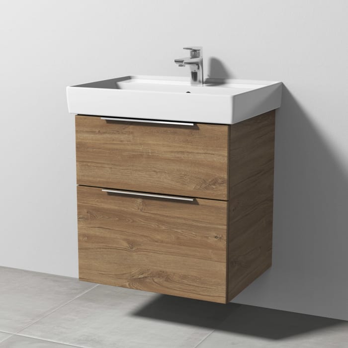 Sanipa 3way Waschtischunterbau für Keramik-Waschtisch Collaro 60 cm, 2 Auszüge mit Aufsatzgriff