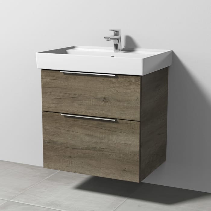 Sanipa 3way Waschtischunterbau für Keramik-Waschtisch Collaro 65 cm, 2 Auszüge mit Aufsatzgriff