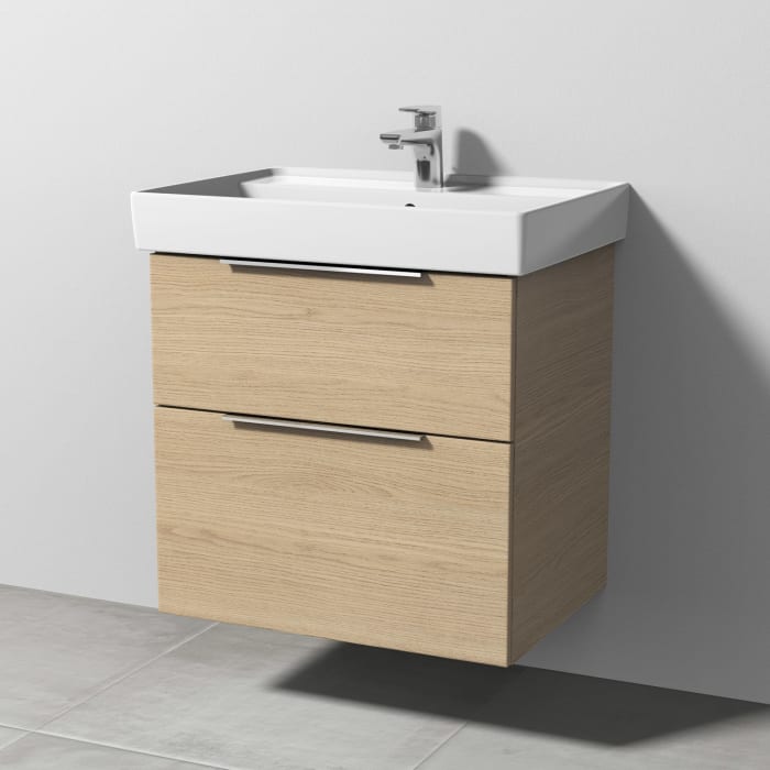 Sanipa 3way Waschtischunterbau für Keramik-Waschtisch Collaro 65 cm, 2 Auszüge mit Aufsatzgriff