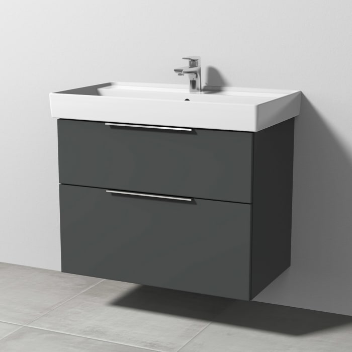 Sanipa 3way Waschtischunterbau für Keramik-Waschtisch Collaro 80 cm, 2 Auszüge mit Aufsatzgriff