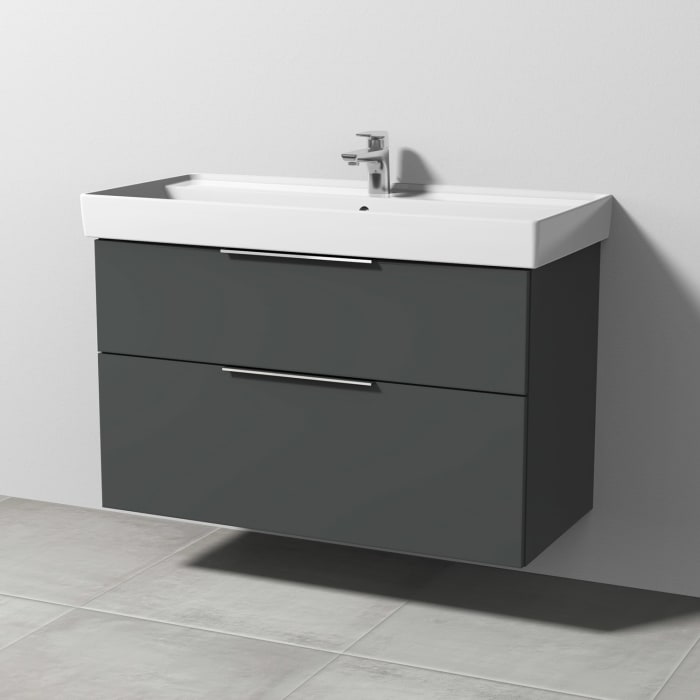 Sanipa 3way Waschtischunterbau für Keramik-Waschtisch Collaro 100 cm, 2 Auszüge mit Aufsatzgriff