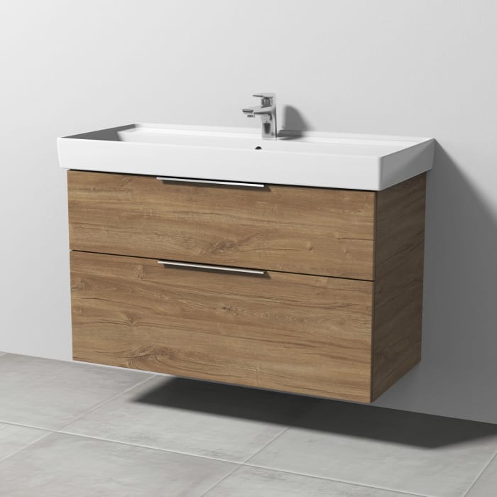 Sanipa 3way Waschtischunterbau für Keramik-Waschtisch Collaro 100 cm, 2 Auszüge mit Aufsatzgriff