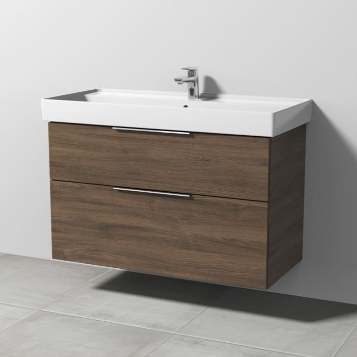 Sanipa 3way Waschtischunterbau für Keramik-Waschtisch Collaro 100 cm, 2 Auszüge mit Aufsatzgriff