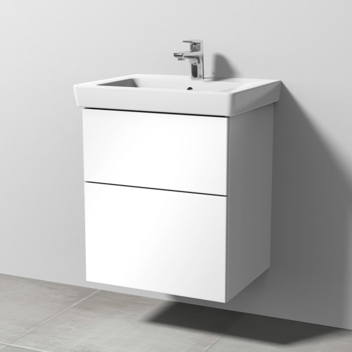 Sanipa 3way Waschtischunterbau für Keramik-Waschtisch Subway 2.0 55 cm, 2 Auszüge mit Push to open