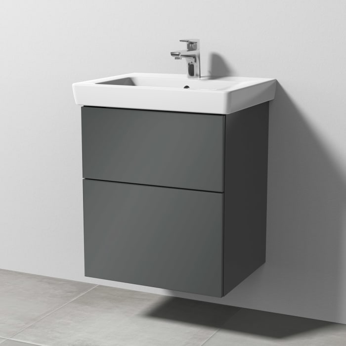 Sanipa 3way Waschtischunterbau für Keramik-Waschtisch Subway 2.0 55 cm, 2 Auszüge mit Push to open