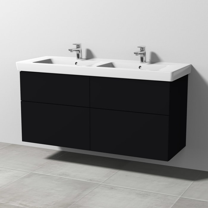 Sanipa 3way Waschtischunterbau für Keramik-Doppelwaschtisch Subway 2.0 130 cm, 4 Auszüge mit Push to open