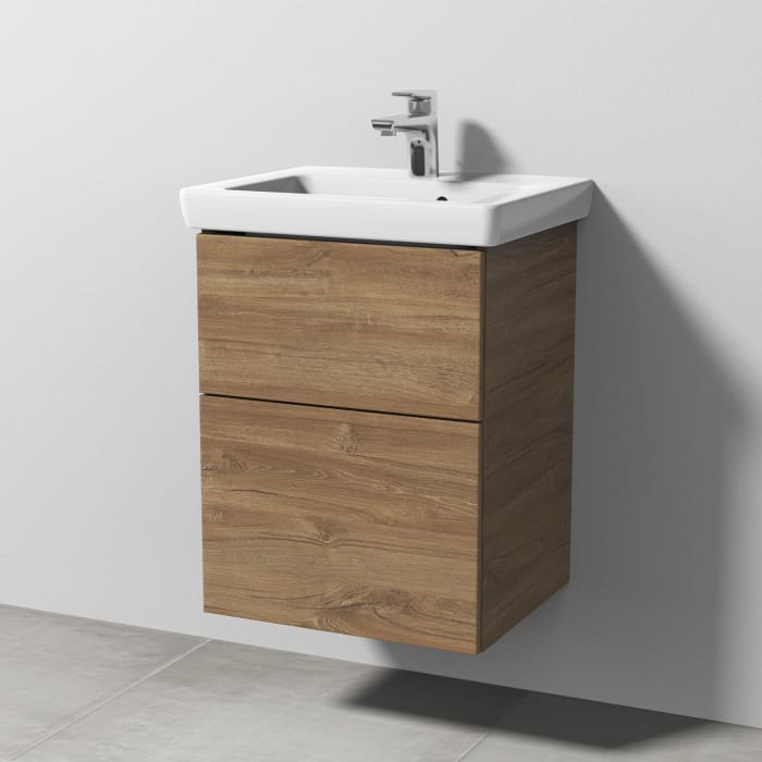 Sanipa 3way Waschtischunterbau für Keramik-Waschtisch Subway 2.0 50 cm, 2 Auszüge mit Push to open