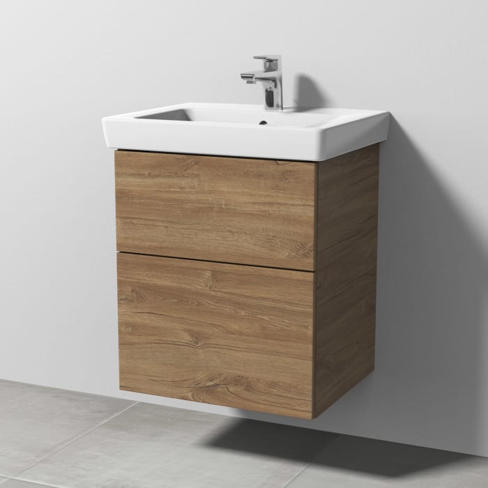 Sanipa 3way Waschtischunterbau für Keramik-Waschtisch Subway 2.0 55 cm, 2 Auszüge mit Push to open