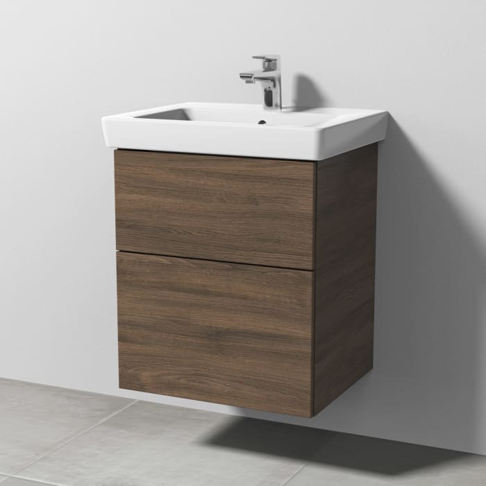 Sanipa 3way Waschtischunterbau für Keramik-Waschtisch Subway 2.0 55 cm, 2 Auszüge mit Push to open