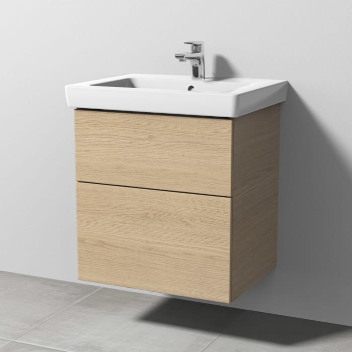 Sanipa 3way Waschtischunterbau für Keramik-Waschtisch Subway 2.0 60 cm, 2 Auszüge mit Push to open