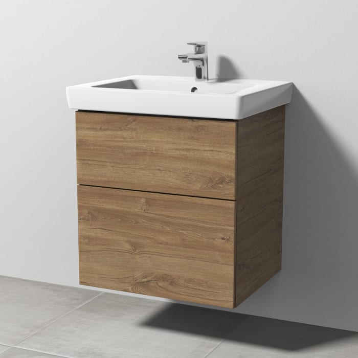 Sanipa 3way Waschtischunterbau für Keramik-Waschtisch Subway 2.0 60 cm, 2 Auszüge mit Push to open